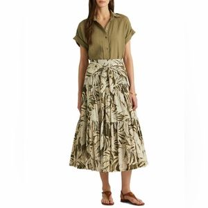 Lauren Ralph Lauren Palm Leaf-Print Cotton Voile Skirt
